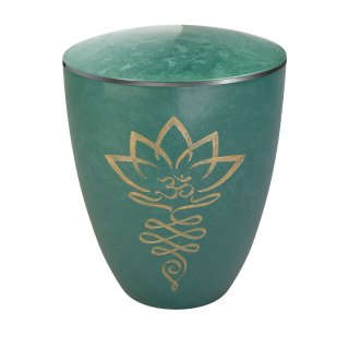 Urne Genesis Gravur Lotusblüte Jade mit Dekorring Silber 3mm