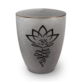 Urne Genesis Gravur Lotusblüte Silber mit Dekorring Gold 3mm