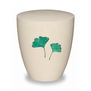 Urne Genesis Gravur Cremeweiß Ginkgoblatt Grün Standard