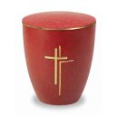 Urne Genesis Purpurrot mit Applikation Kreuz Gold und...