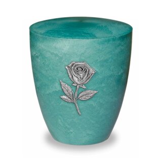 Urne Genesis Jade mit Applikation Rose Silber Standard