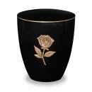 Urne Genesis Schwarz mit Applikation Rose