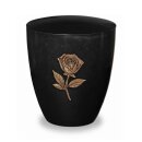 Urne Genesis Schwarz mit Applikation Rose