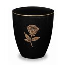 Urne Genesis Schwarz mit Applikation Rose