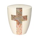 Urne Genesis Cremewei&szlig; mit Design Kreuz