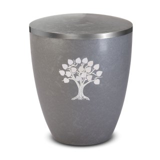 Urne Genesis Gravur Lebensbaum Silber mit Dekorring Silber 9mm