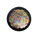 Urne Genesis Schwarz mit Design Rosenbl&uuml;te mit Ringen auf Beh&auml;lter